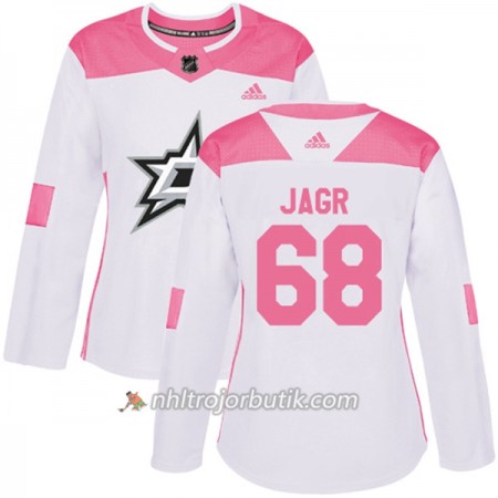 Dame Ishockey Dallas Stars Tröja Jaromir Jagr 68 Adidas 2017-2018 Vit Rosa Fashion Authentic